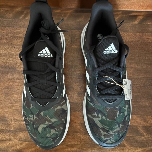 Adidas FortaRun K Running Shoes (GV9466) Black/White/Green US Unisex Big Kid 6.5 - Picture 2 of 6